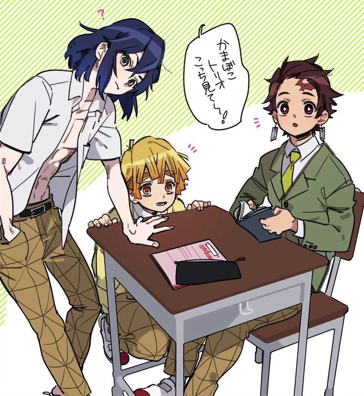 (modern au) Inosuke Hashibira, Zenitsu Agatsuma, and Tanjirou Kamado thumbnail