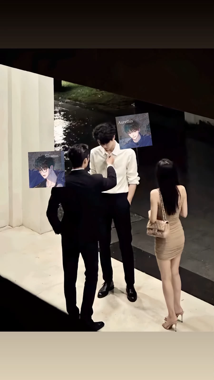 Between the husband and his younger brother-in-law. thumbnail