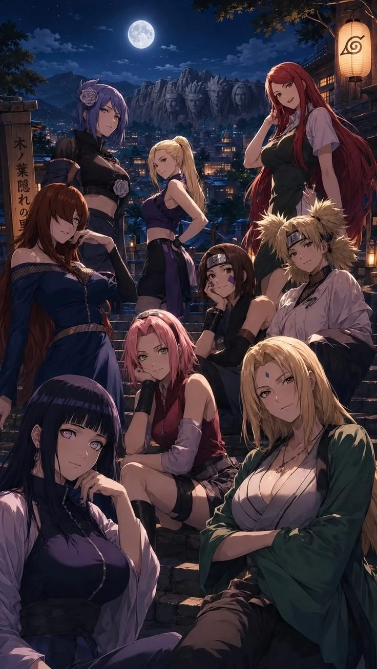 Conan Hinata Sakura Rin Mei Ino Kushina Tsunade and Temari thumbnail