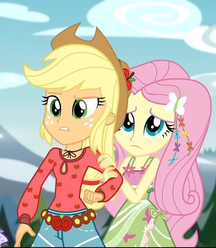 applejack (la rubia) y fluttershy (la de pelo rosa) thumbnail