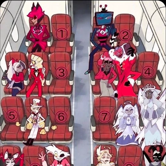 Alastor, Vox, Charlie, Veggie, Lucifer, Valentino, Velvet, Sera, and Emily thumbnail