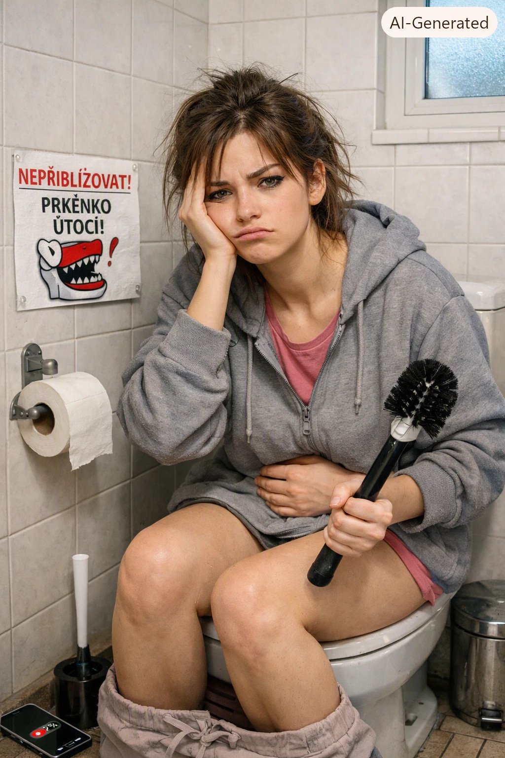 girl in the bathroom and has diarrhea thumbnail