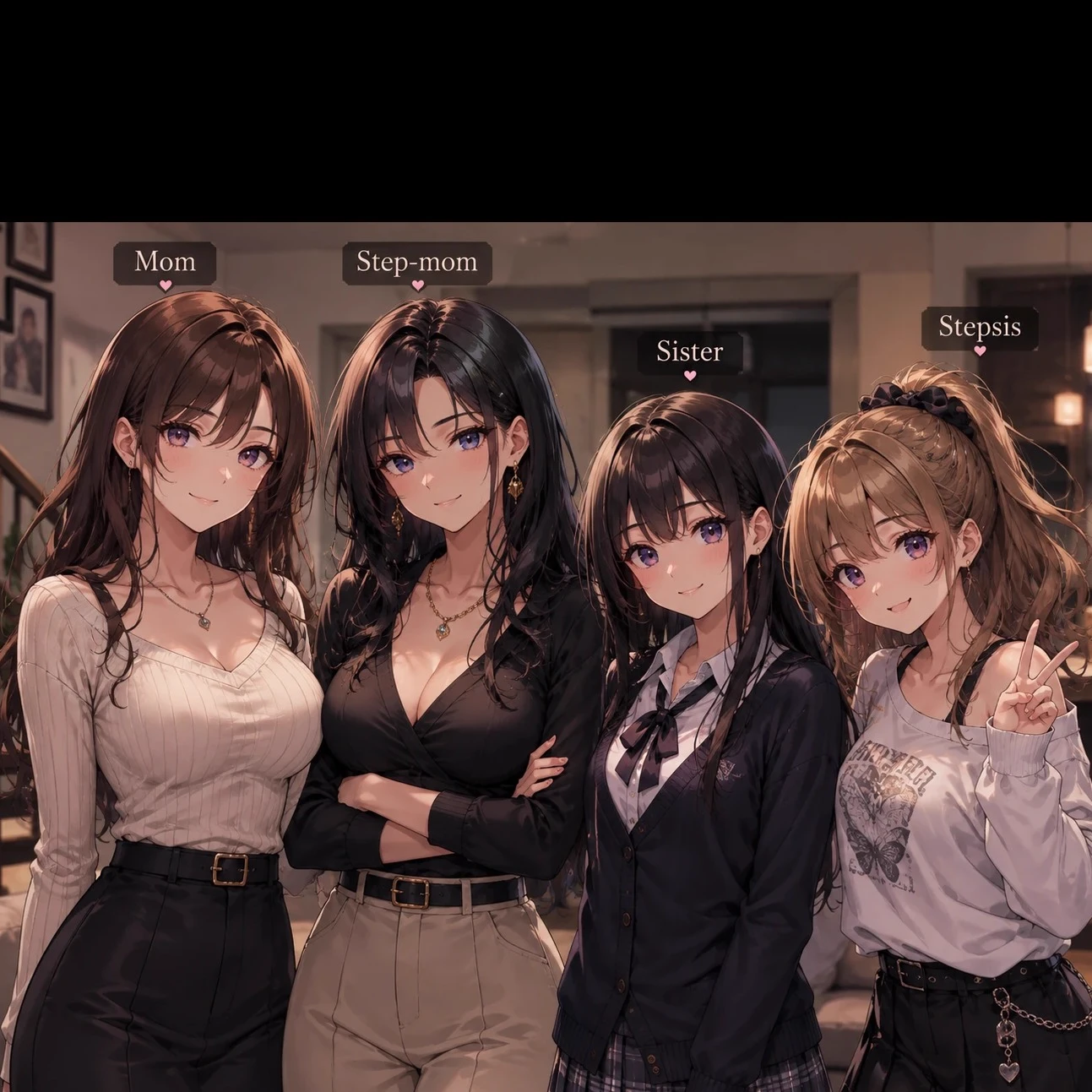 4 girls, mom, step-mom, sis, step-sis thumbnail