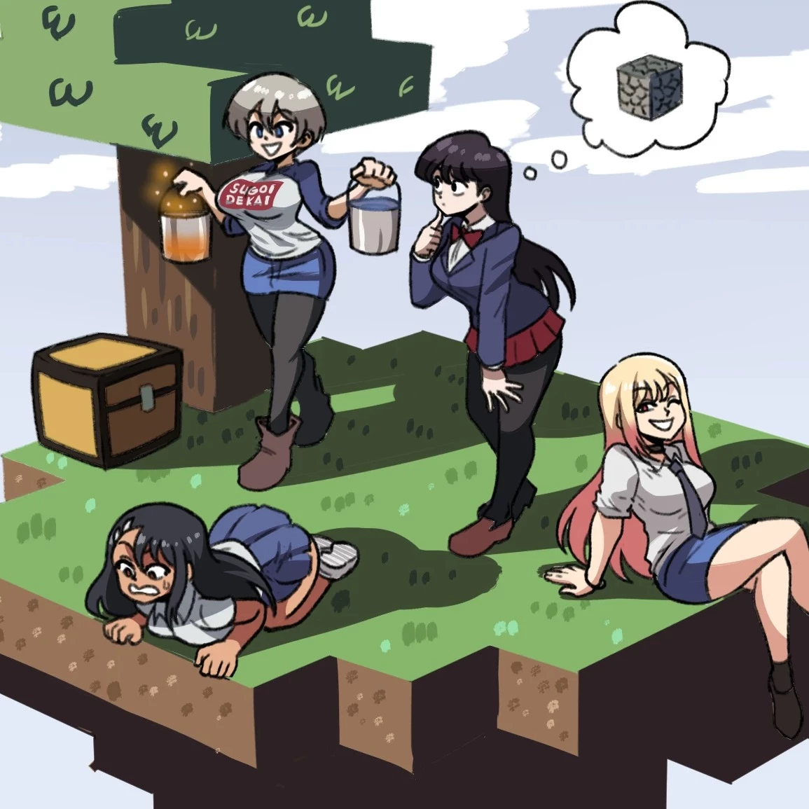 4 Girls and You in Skyblock thumbnail