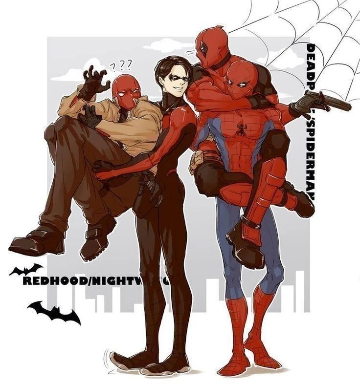 Batfamily x Peter Parker and Deadpool thumbnail