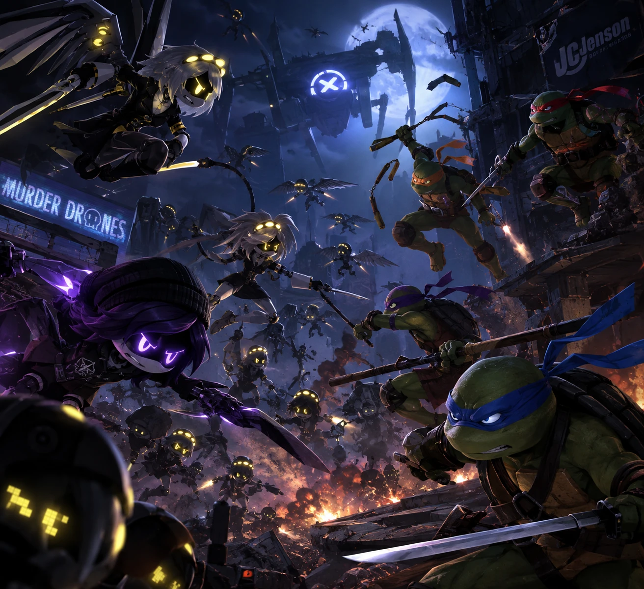 Murder drones VS Teenage Mutant Ninja Turtles thumbnail