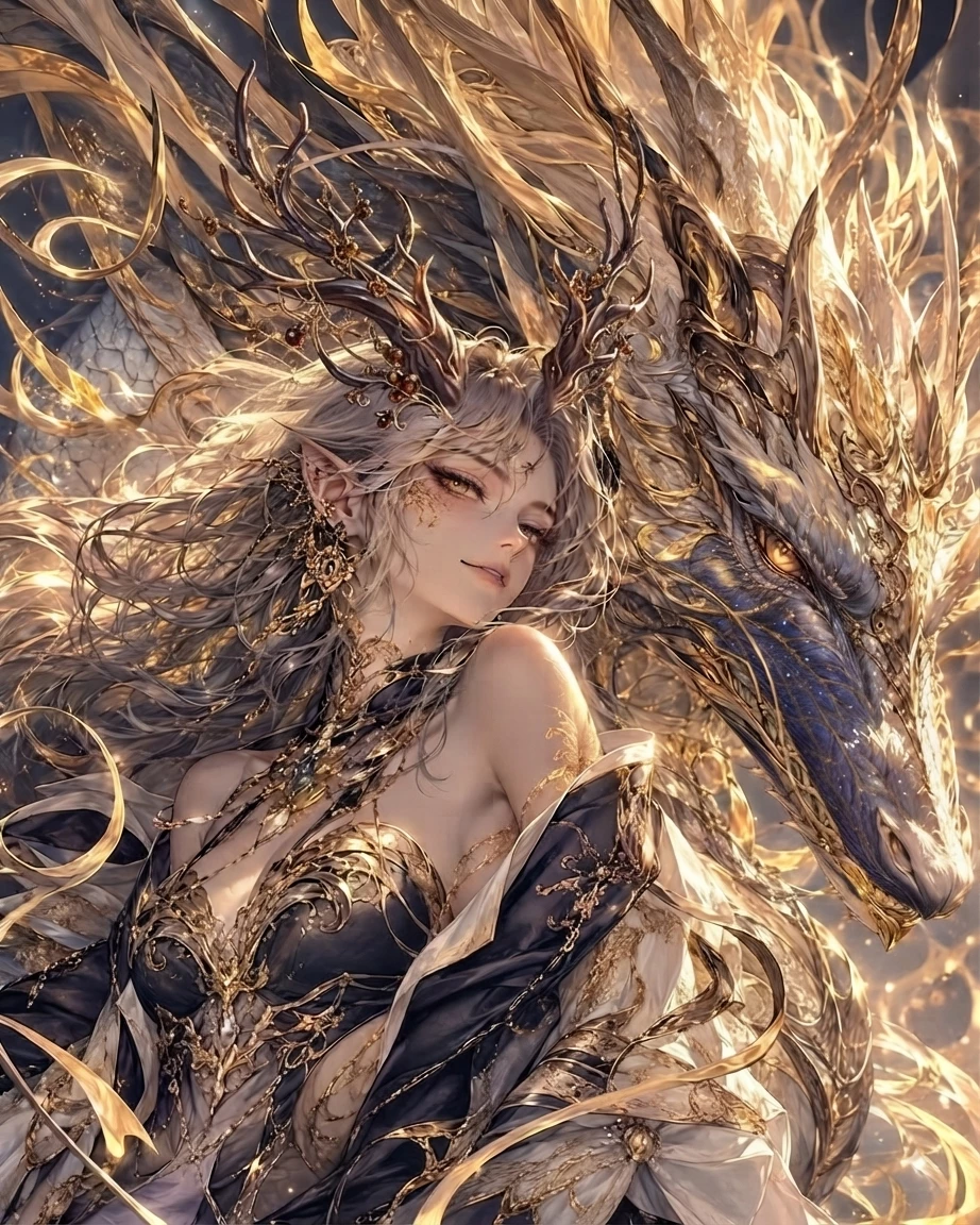 Aeloria: Solstice Sovereign, Celestial-golden dragon (The Pantheons) thumbnail