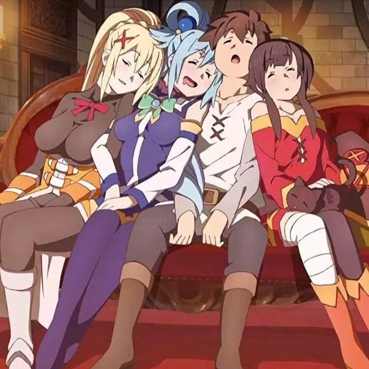 El grupo de Konosuba (Kazuma, Aqua, Megumin, Darkness) thumbnail