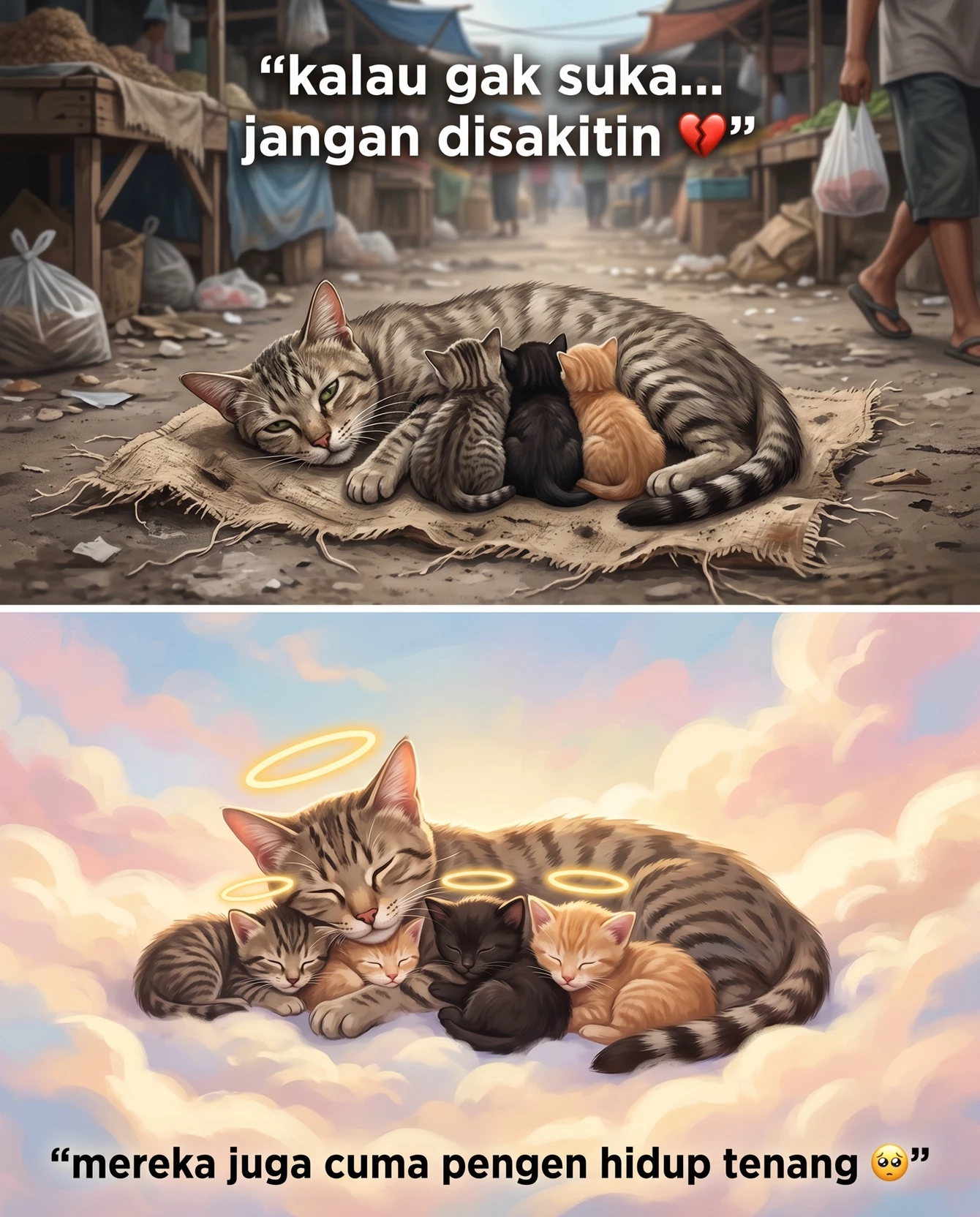stray mother cat and her four  kitten thumbnail