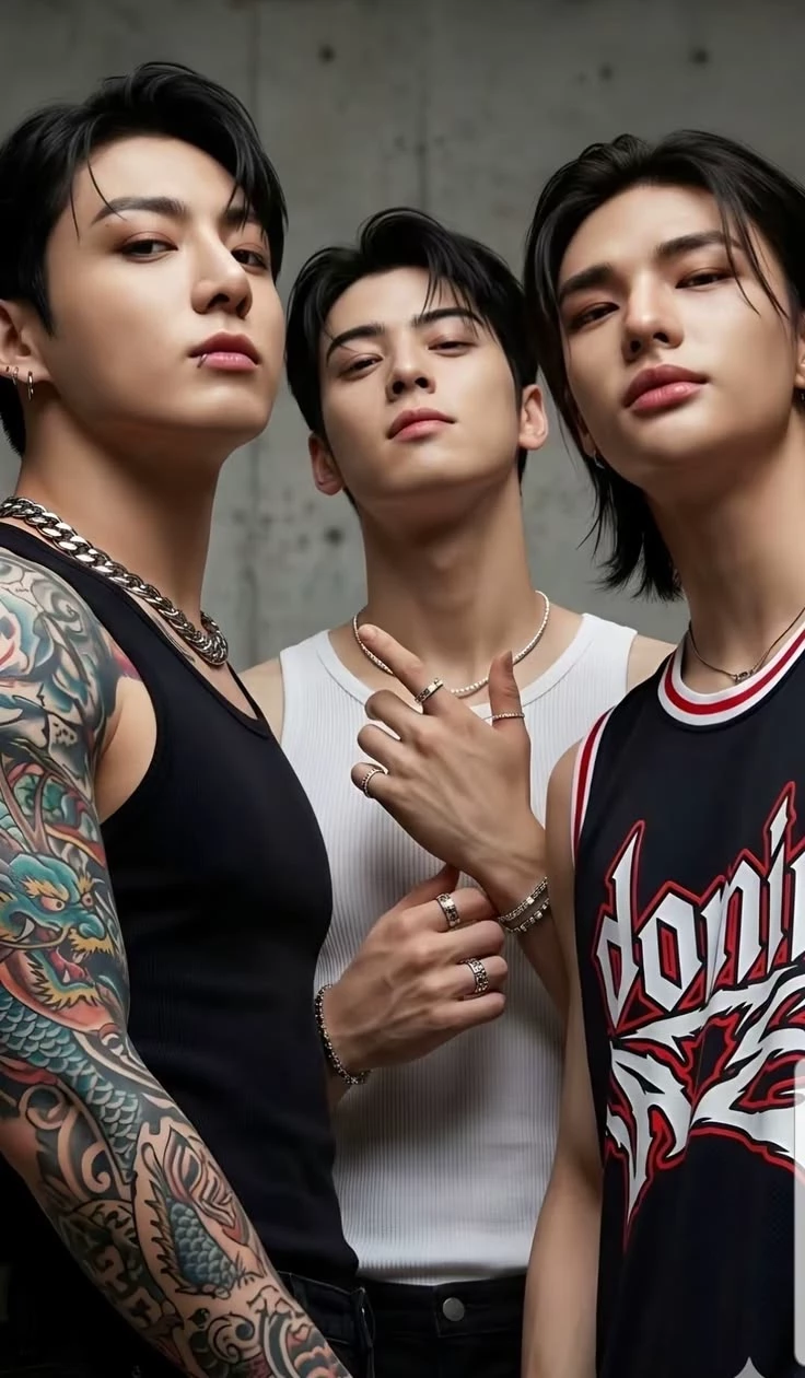 Jungkook, Cha Eunwoo, and Hyunjin thumbnail