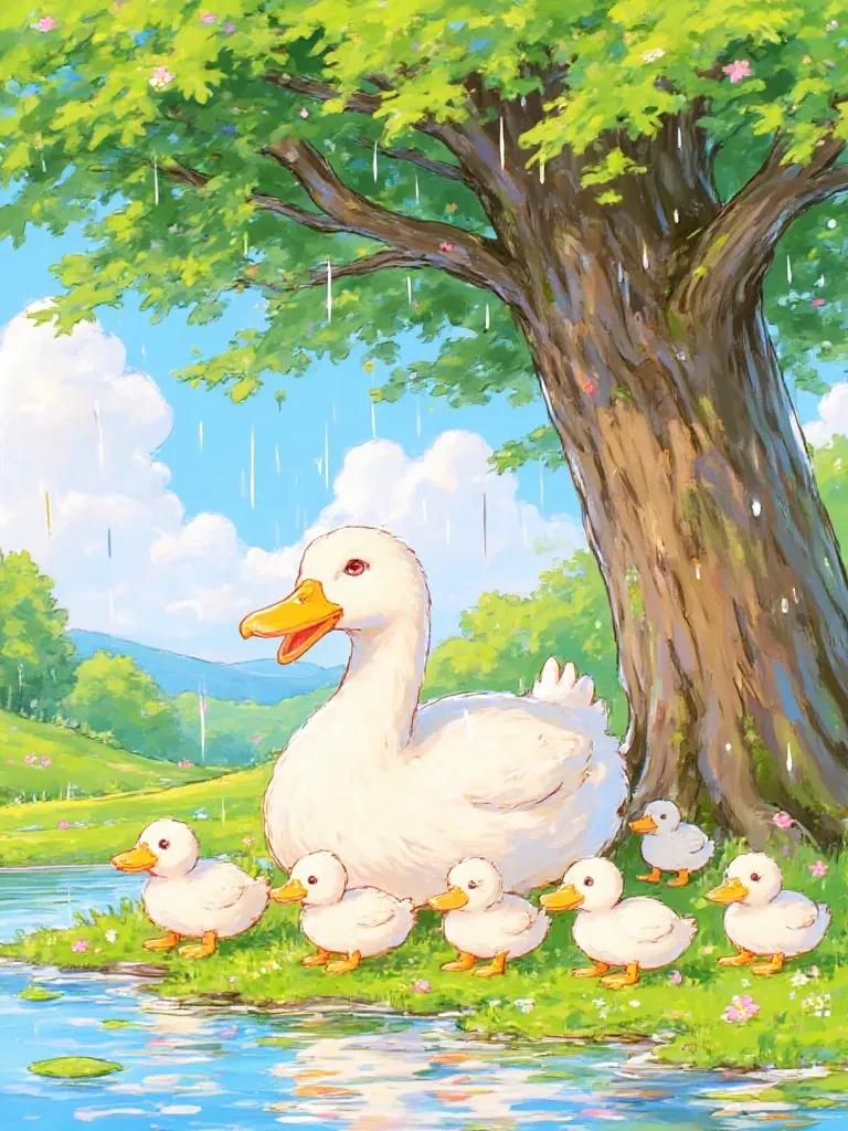 the mother duck is her 7 babies thumbnail