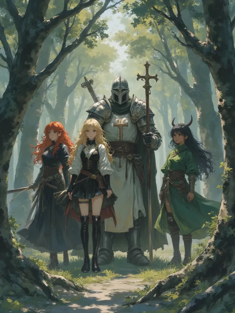 Group of heroes Morrigan, Altima, Raicard, Artemis thumbnail