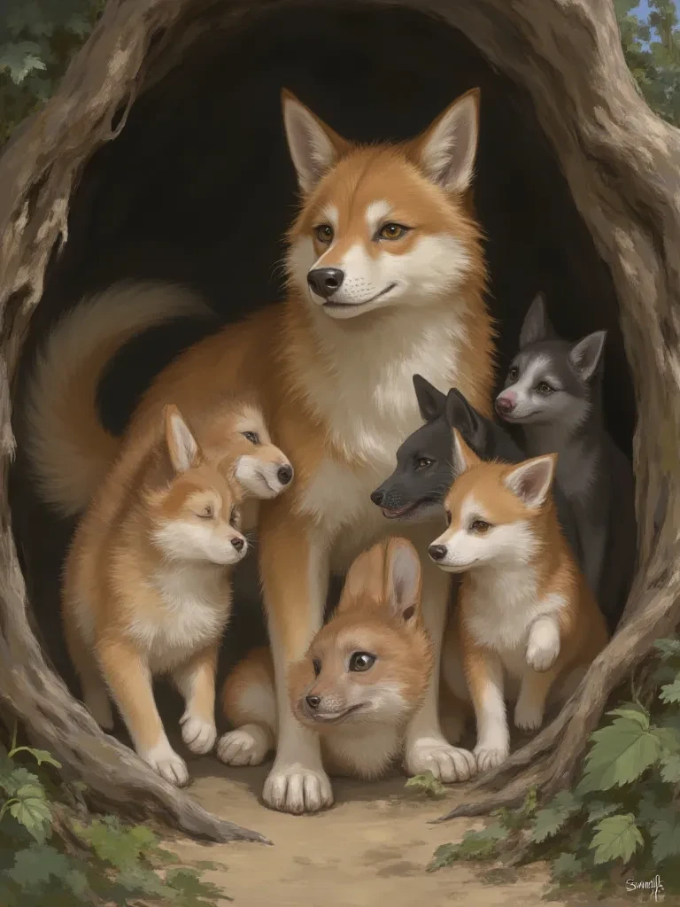 Mother Fox and Pups thumbnail