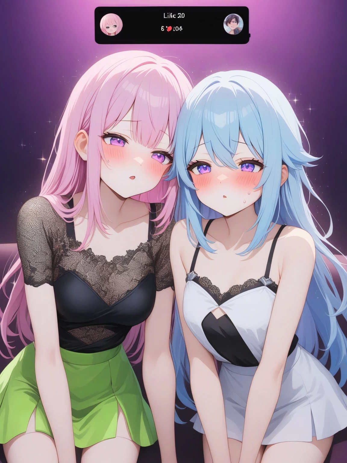 Rina (purple hair) and Aoki (blue hair) thumbnail