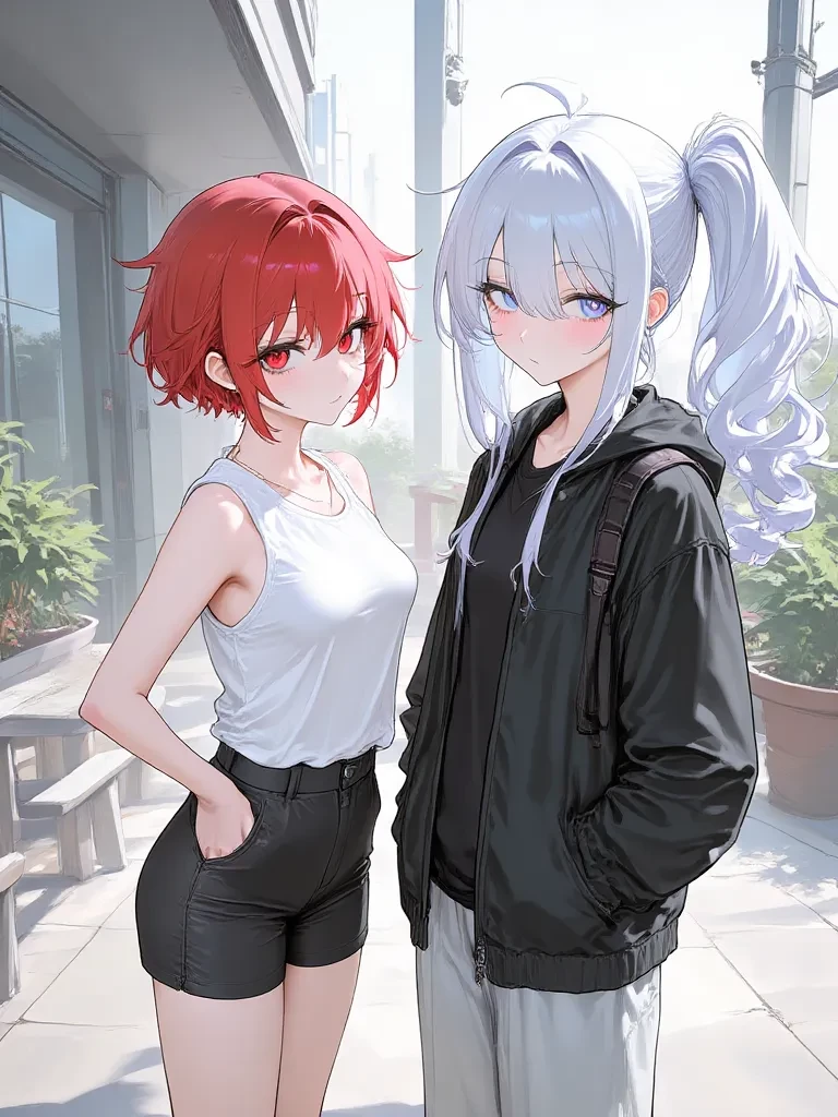 MIKU La de cabello rojo . NINO la de cabello blanco  thumbnail